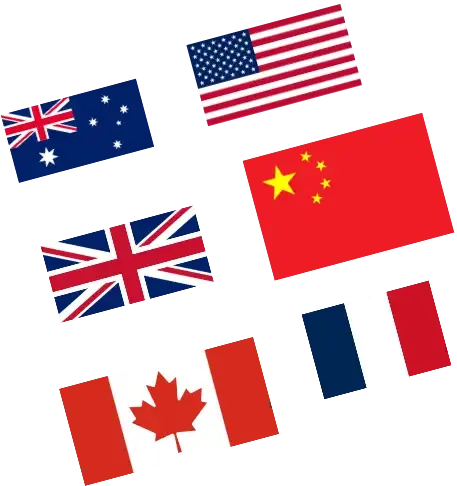 China, Australia, France, United States, Canada, and United Kingdom